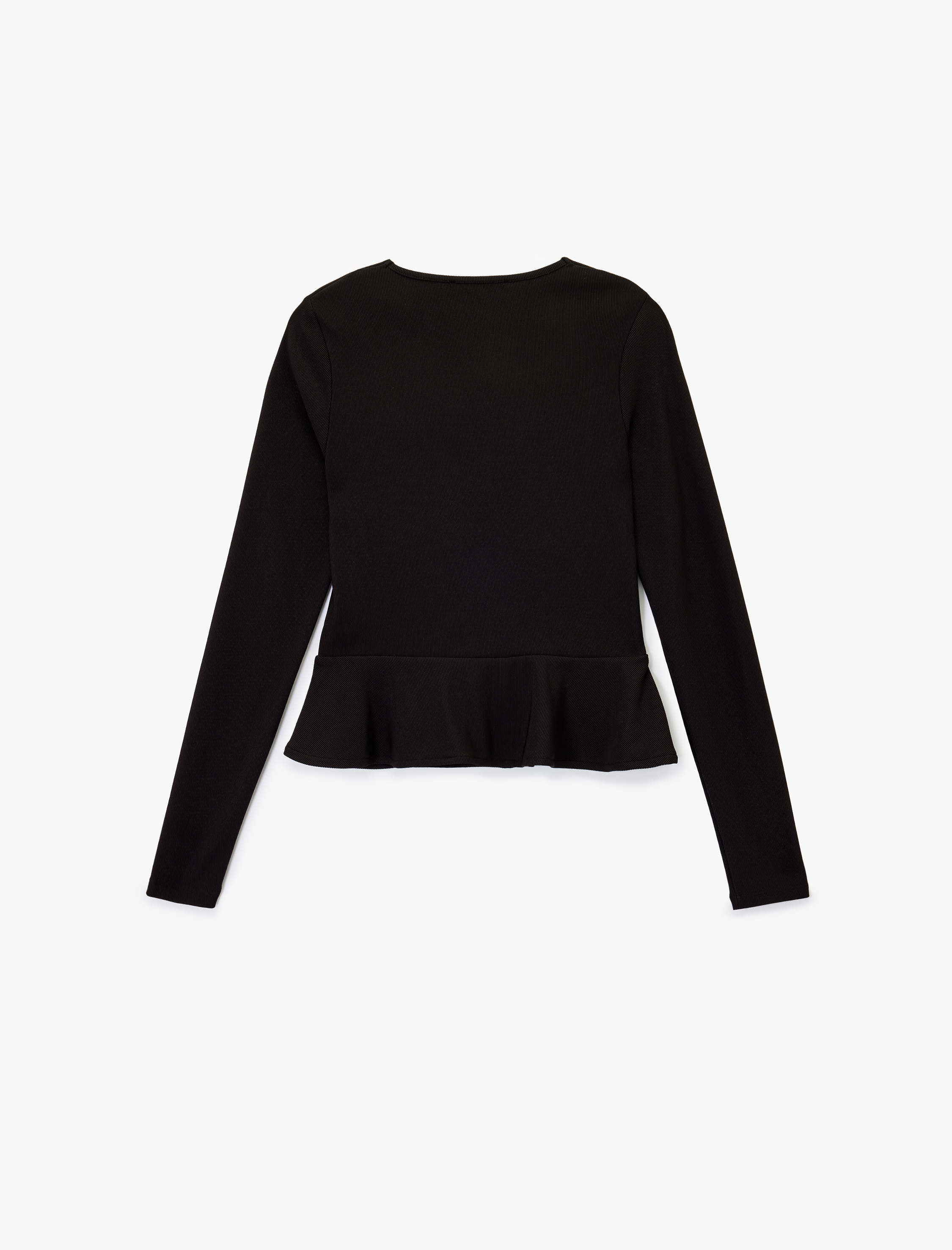   Aksesuar Düğme Detaylı Uzun Kollu Slim Fit Peplum Kesim V Yaka Hırka