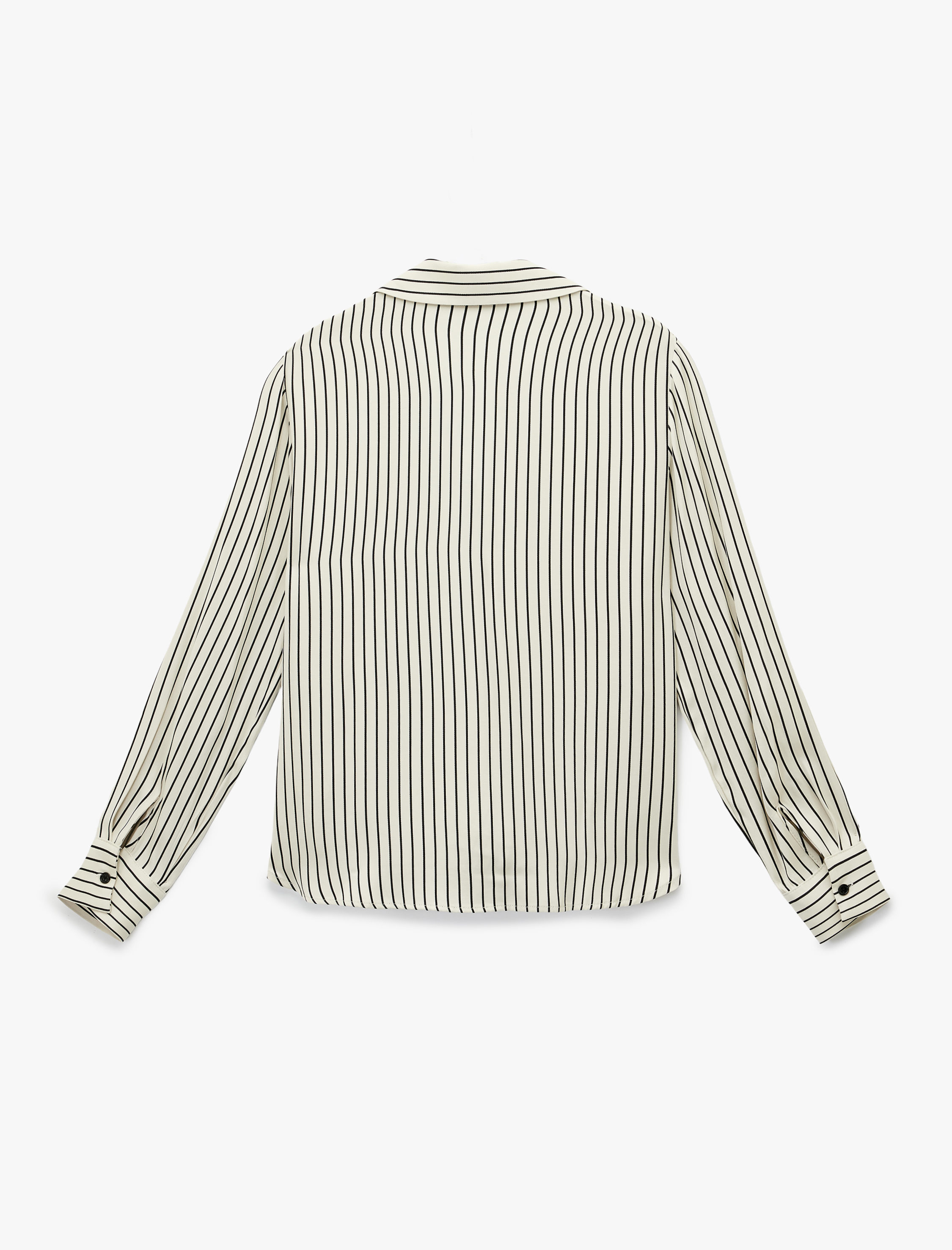   Uzun Kollu Klasik Yaka Düğmeli Viskon Çizgili Gömlek