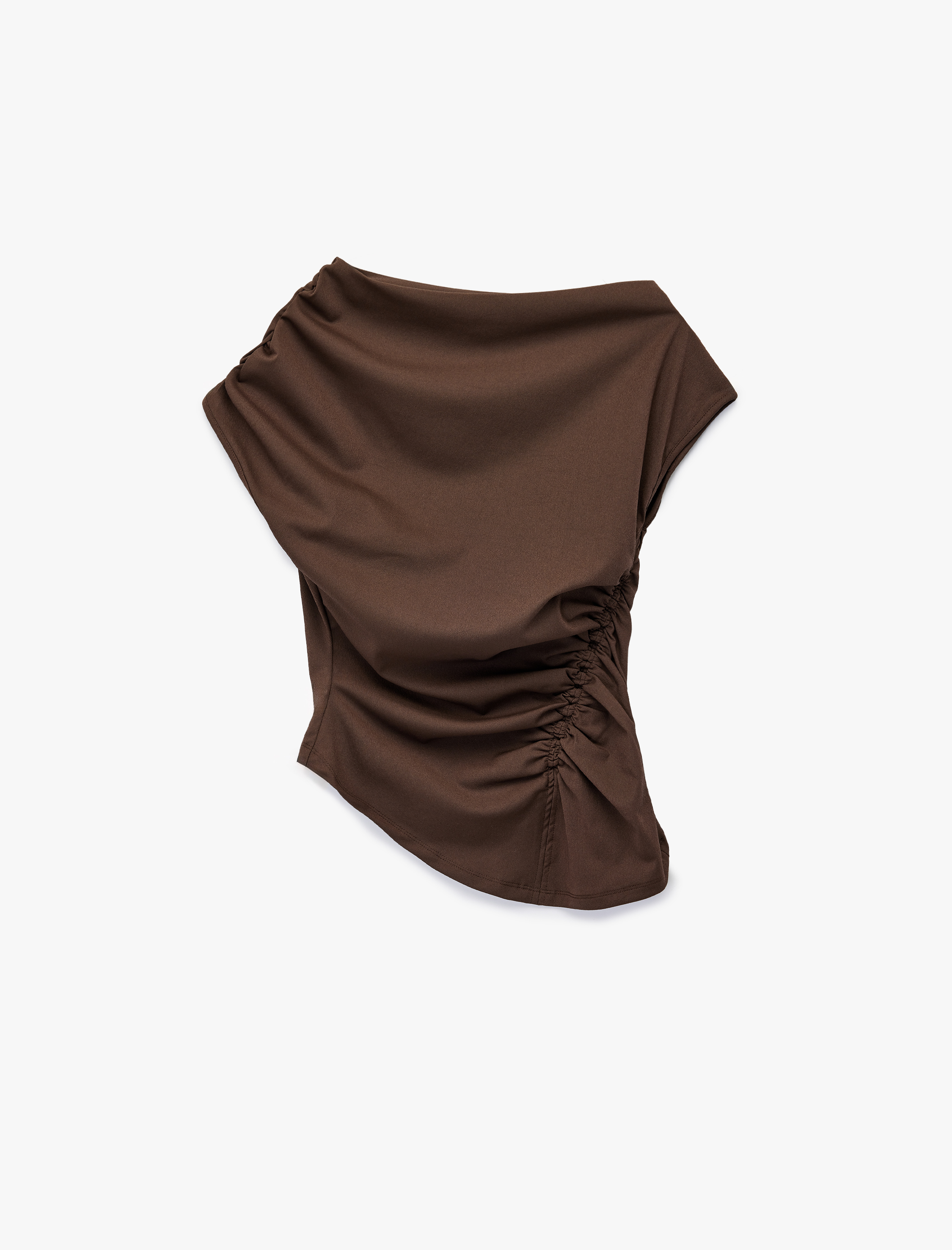   Kolsuz Drape Detaylı Asimetrik Tişört