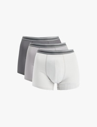 Pamuklu Bel Detaylı 3'lü Boxer Seti