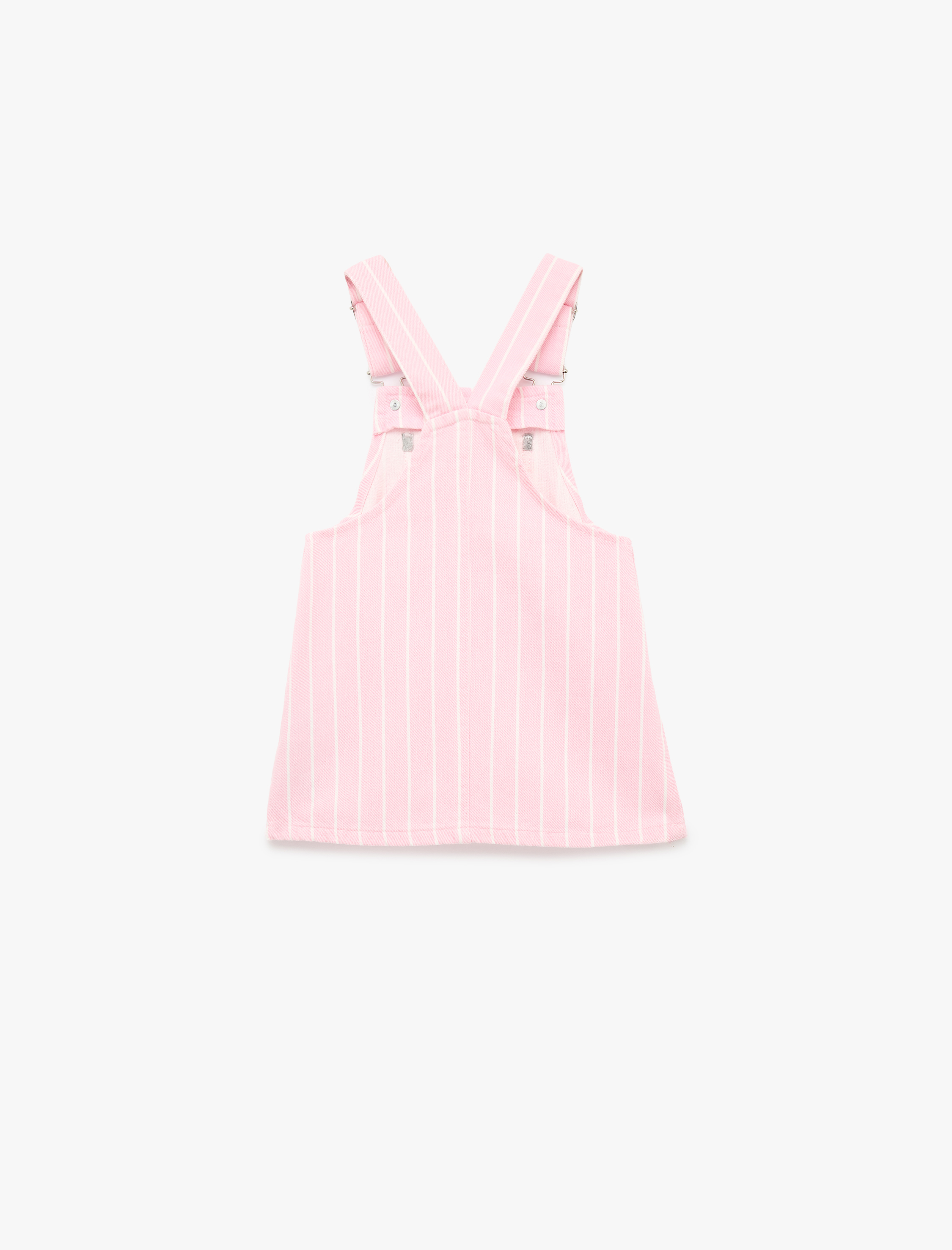  Kız Bebek Pamuklu Kare Yaka Askılı Denim Jile Elbise