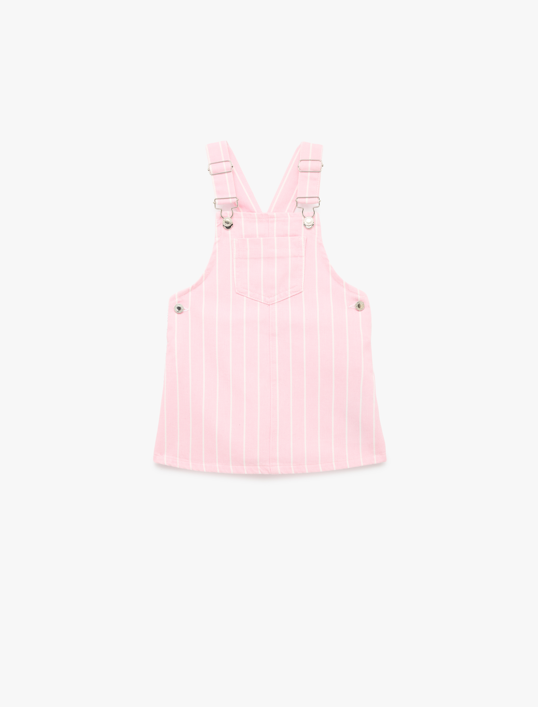  Kız Bebek Pamuklu Kare Yaka Askılı Denim Jile Elbise