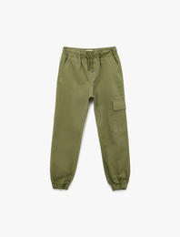 Pamuklu Beli Bağcıklı Kargo Cepli Jogger Pantolon