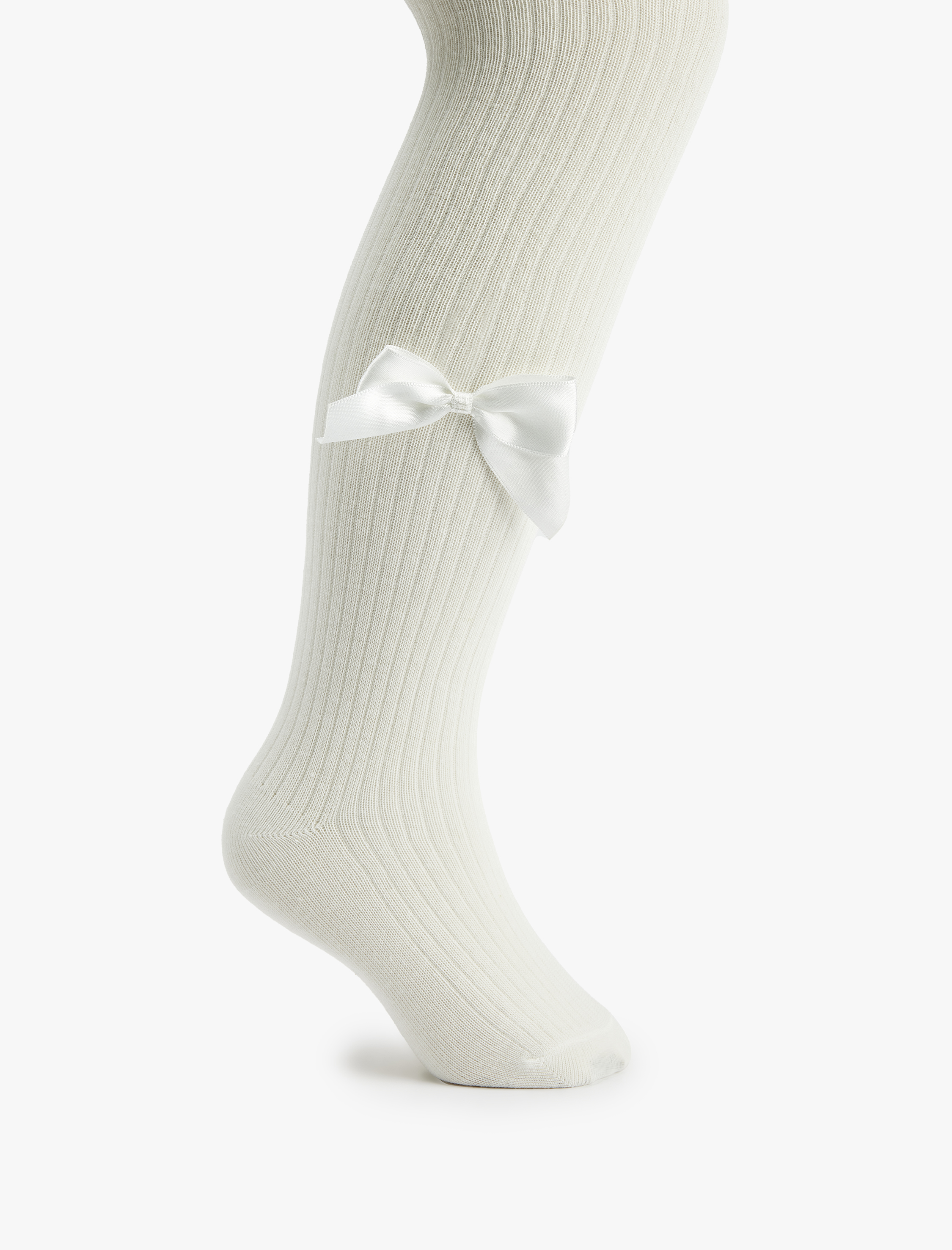  Kız Çocuk Fiyonk Detaylı Dokulu PamukluKülotlu Çorap