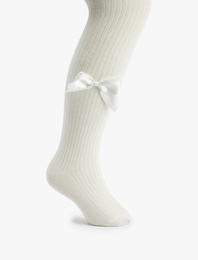 Fiyonk Detaylı Dokulu PamukluKülotlu Çorap