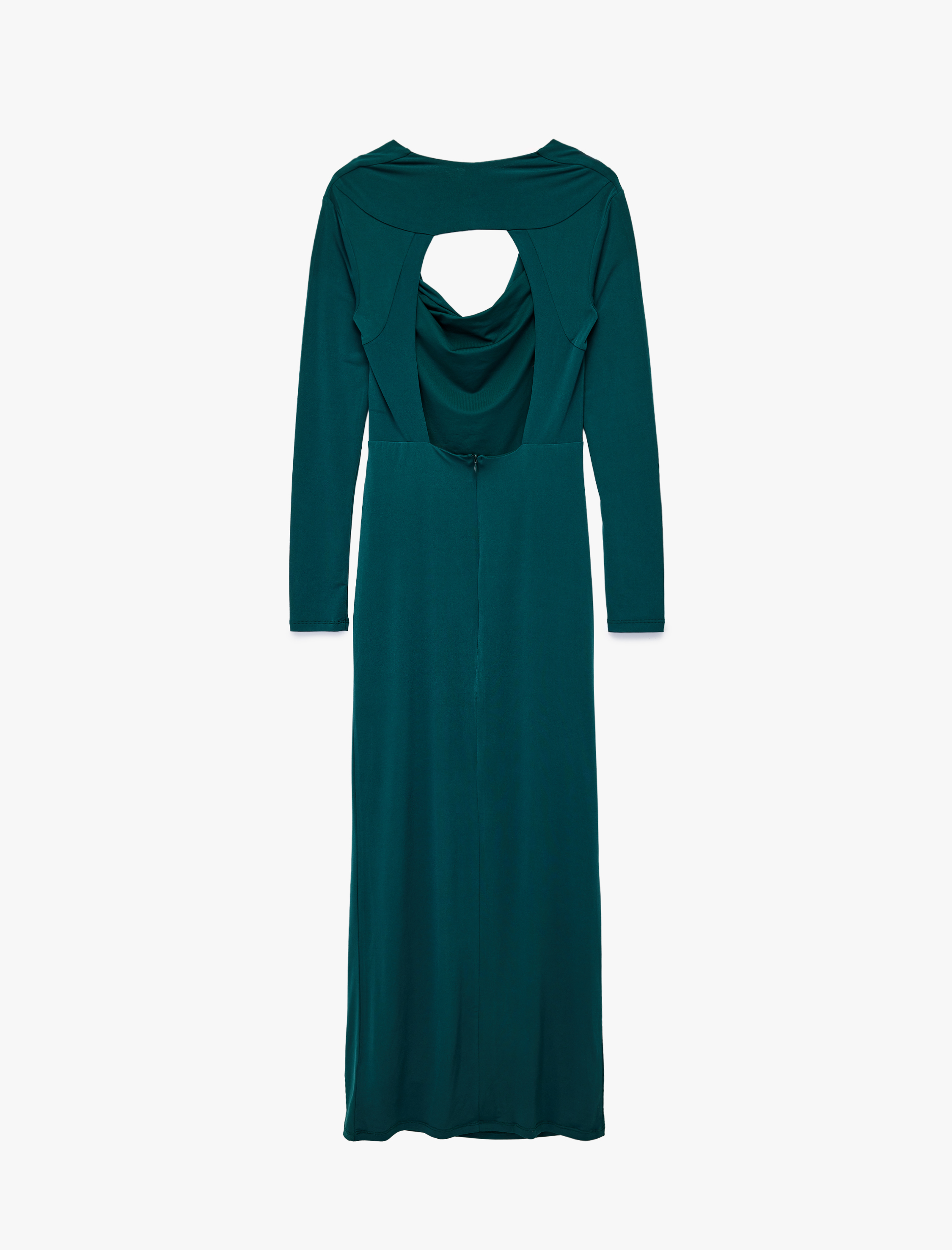   Koton X Sibil Çetinkaya - Uzun Kollu Degaje Yaka Sırtı Pencere Detaylı Uzun Abiye Elbise