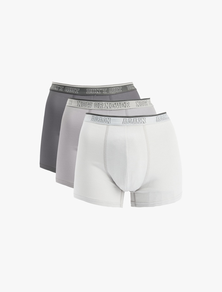  Baskılı Bel Detaylı Pamuklu 3'lü Boxer Seti