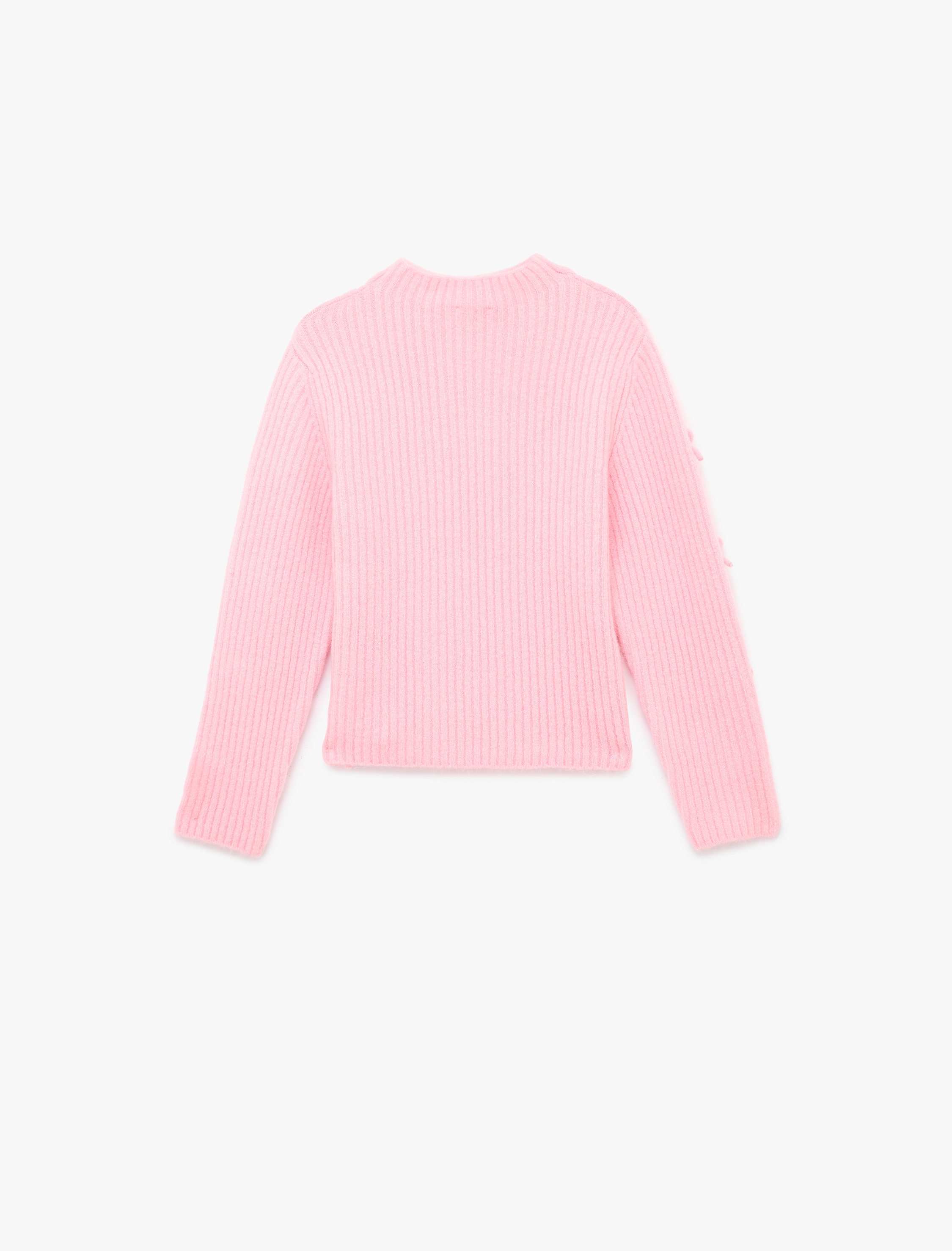  Kız Çocuk Fiyonk Detaylı Uzun Kollu Bisiklet Yaka Triko Kazak