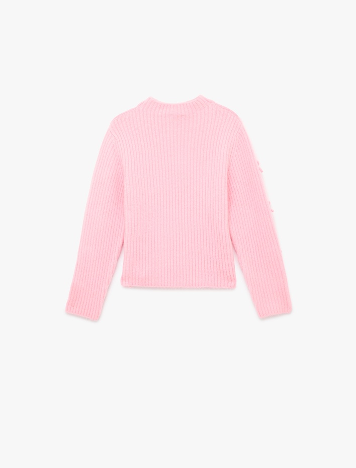 Kız Çocuk Fiyonk Detaylı Uzun Kollu Bisiklet Yaka Triko Kazak