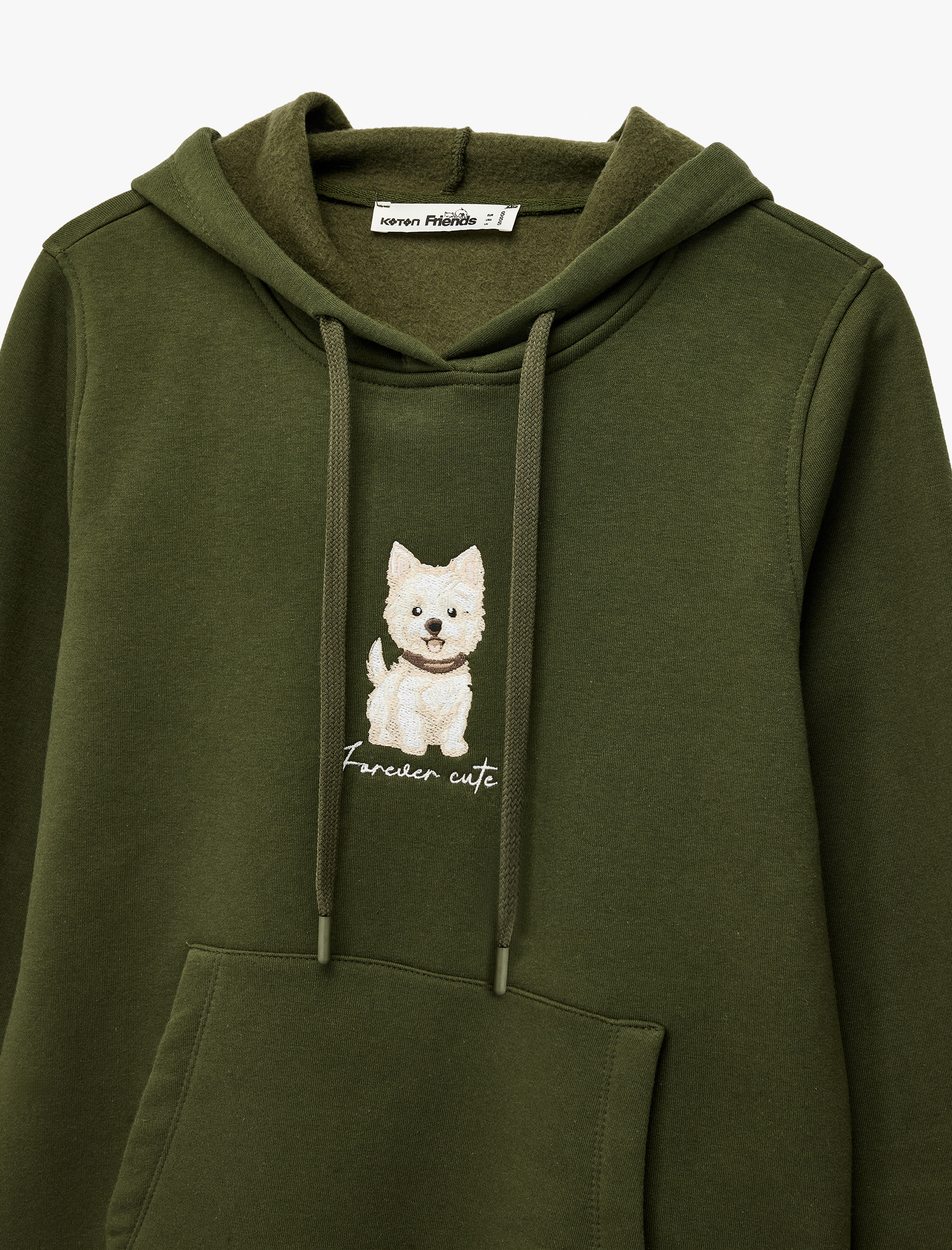  Şardonlu Uzun Kollu Kapüşonlu Kanguru Cep Detaylı Köpek Baskılı Sweatshirt