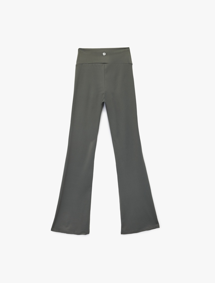  Yüksek Bel Slim Fit İspanyol Paça Spor Tayt