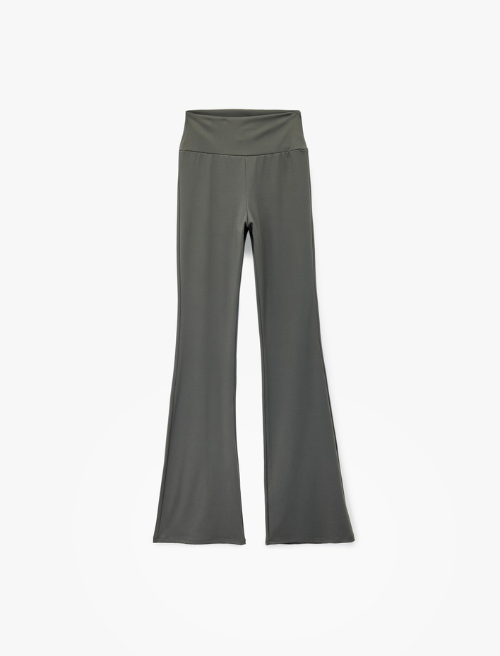  Yüksek Bel Slim Fit İspanyol Paça Spor Tayt