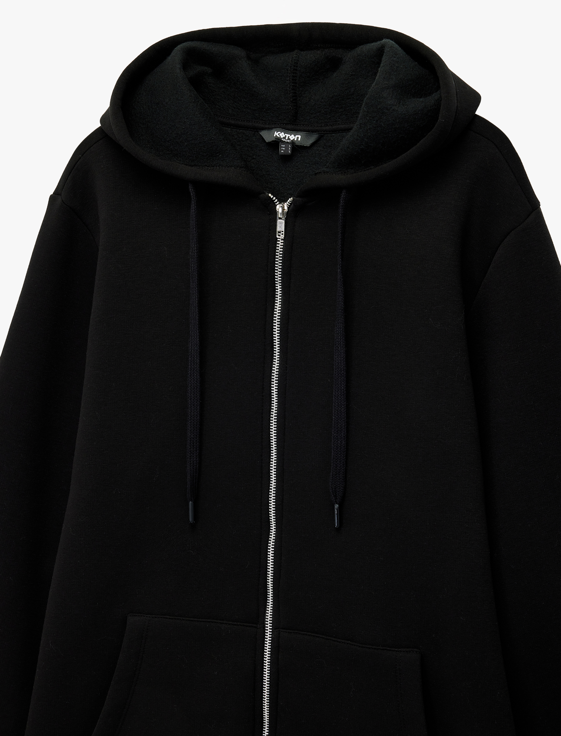   Uzun Kollu Fermuarlı Cep Detaylı Şardonlu Kapüşonlu Oversize Spor Sweatshirt