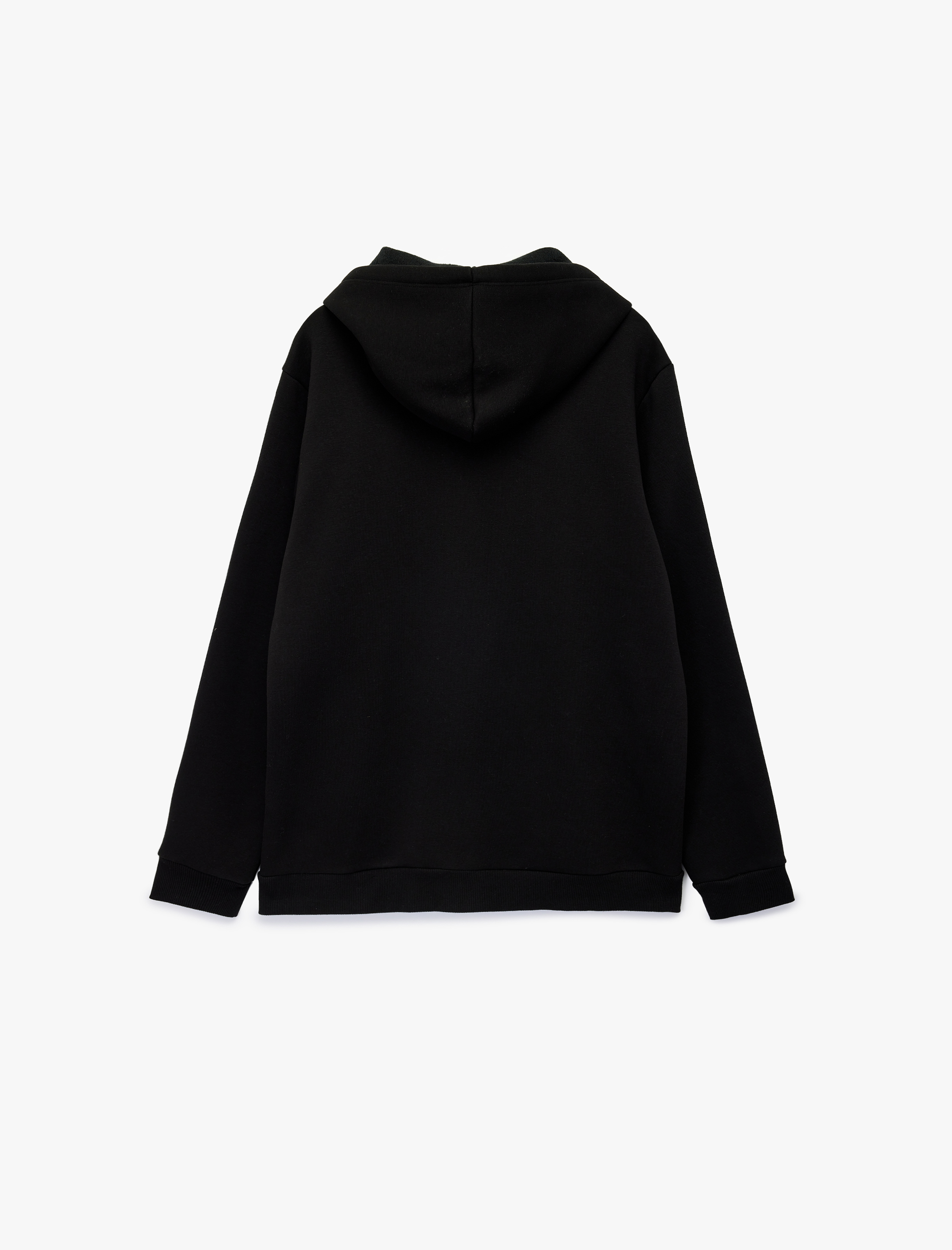   Uzun Kollu Fermuarlı Cep Detaylı Şardonlu Kapüşonlu Oversize Spor Sweatshirt