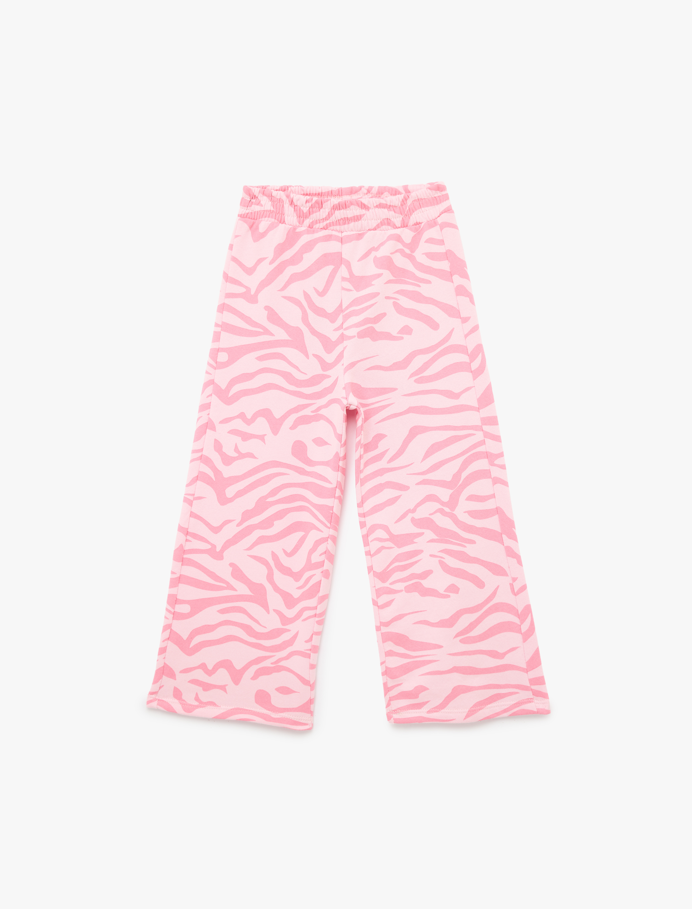  Kız Bebek Pamuklu Beli Lastikli Desenli Geniş Paça Pantolon