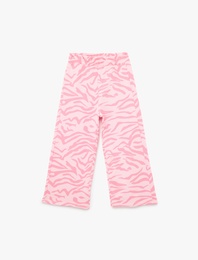 Pamuklu Beli Lastikli Desenli Geniş Paça Pantolon