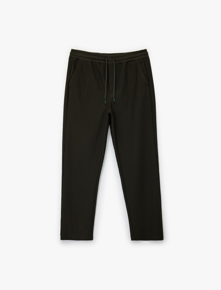  Regular Fit Cepli Fitilli Beli Bağcıklı Pantolon