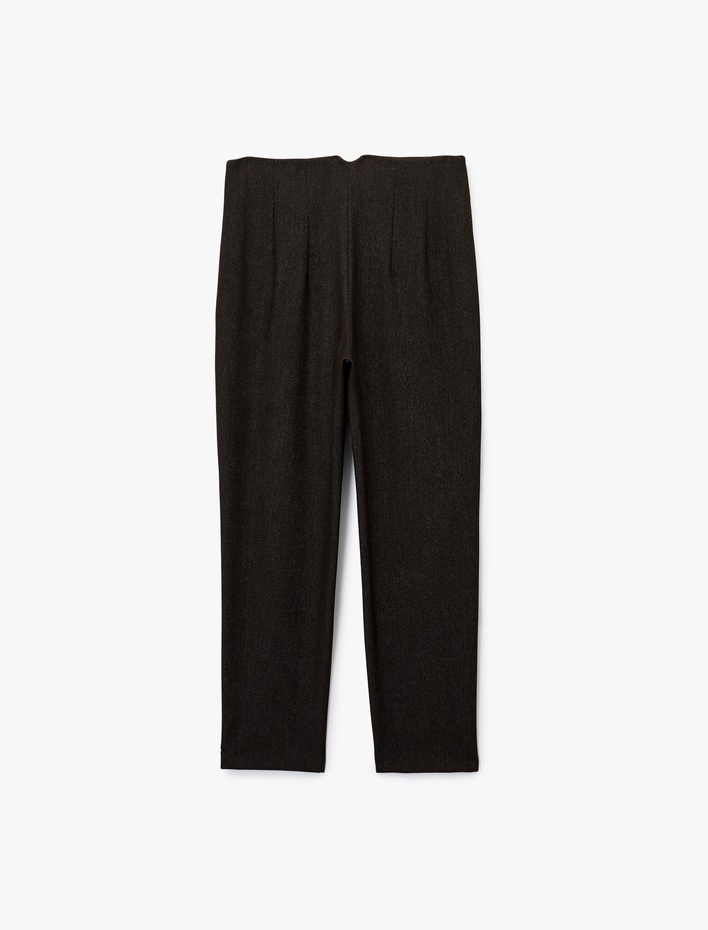  Yüksek Bel Regular Fit Cep Detaylı Cigarette Pantolon