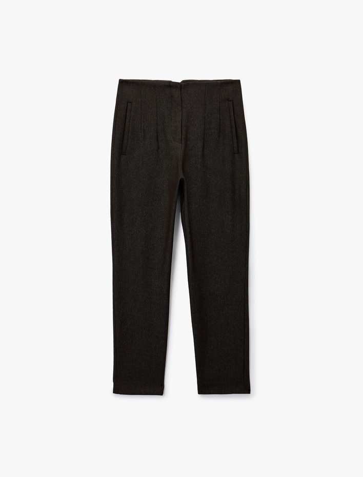  Yüksek Bel Regular Fit Cep Detaylı Cigarette Pantolon