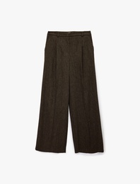 Koton X Şahika Ercümen - Koyun Yünü Karışımlı Pileli Geniş Paça Pantolon