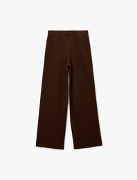 Dikiş Detaylı Uzun Bol Paça Pantolon