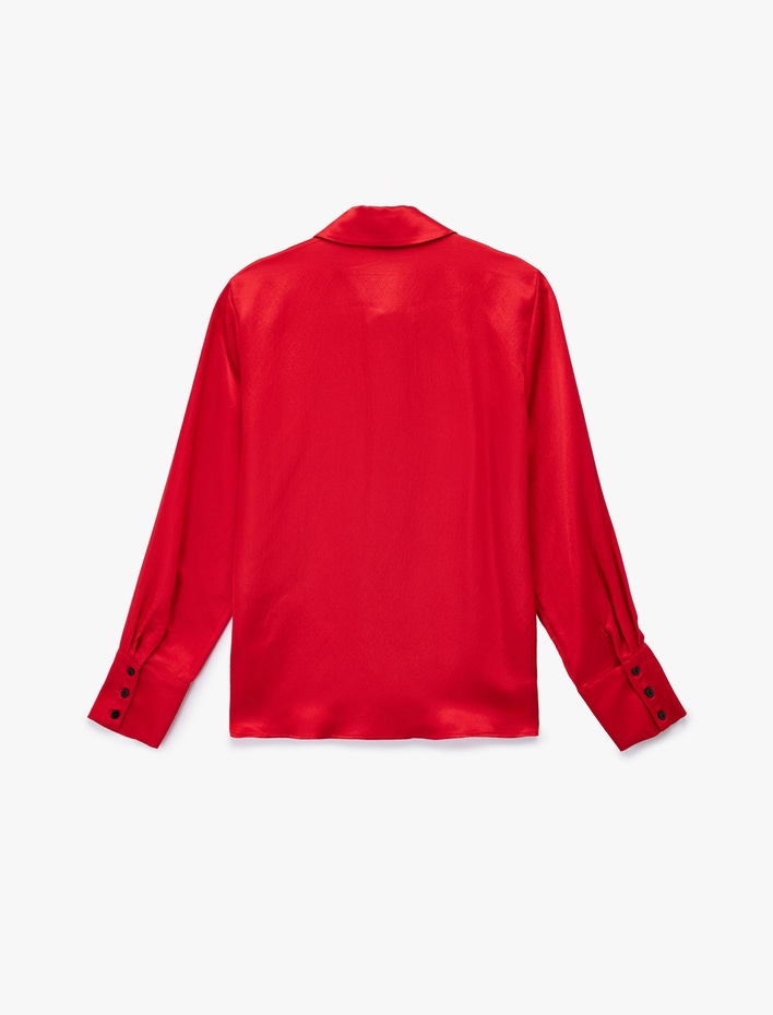  Regular Fit Uzun Kollu Klasik Yaka Saten Gömlek