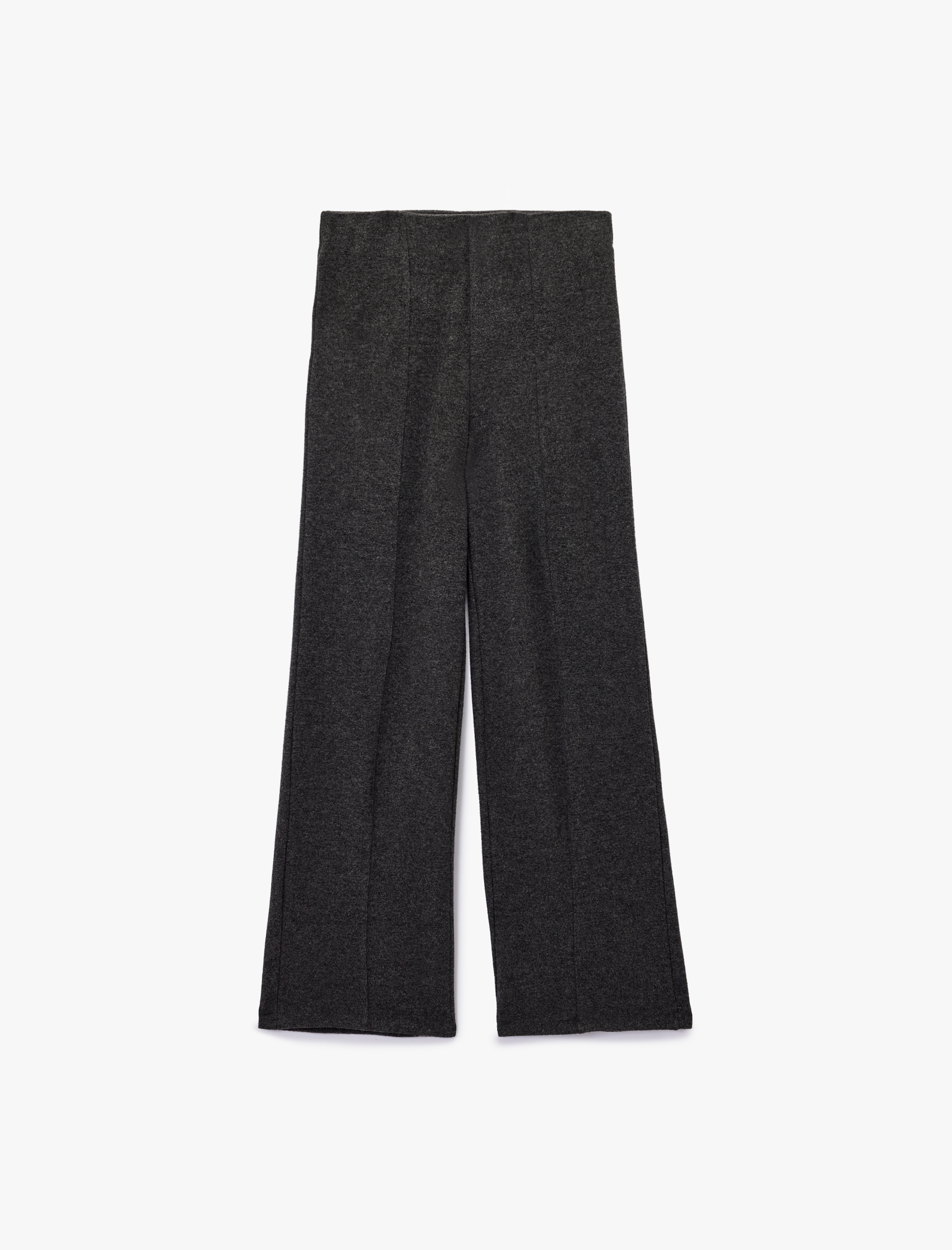   Yüksek Bel Yırtmaç Detaylı Slim Fit Geniş Paça Pantolon