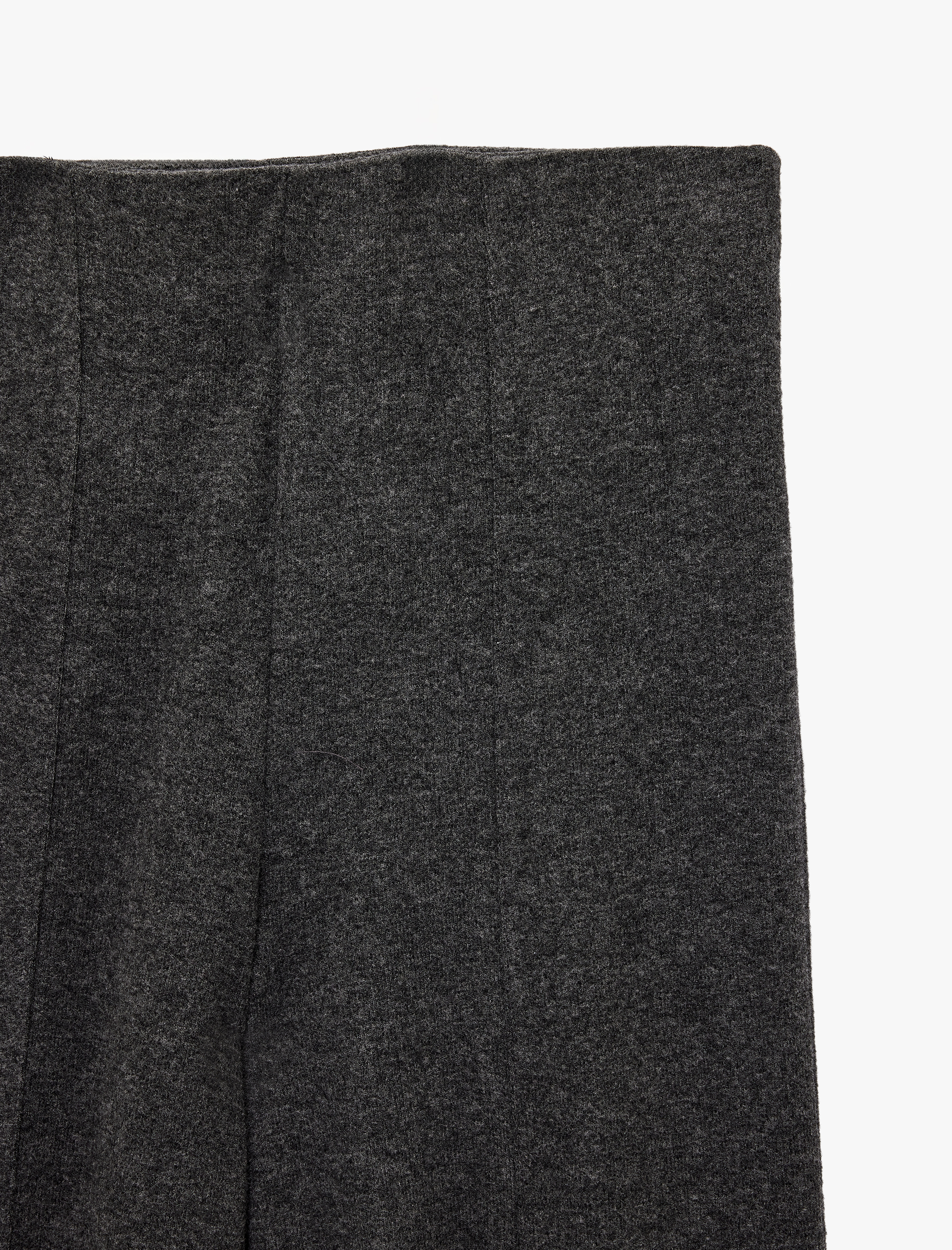   Yüksek Bel Yırtmaç Detaylı Slim Fit Geniş Paça Pantolon