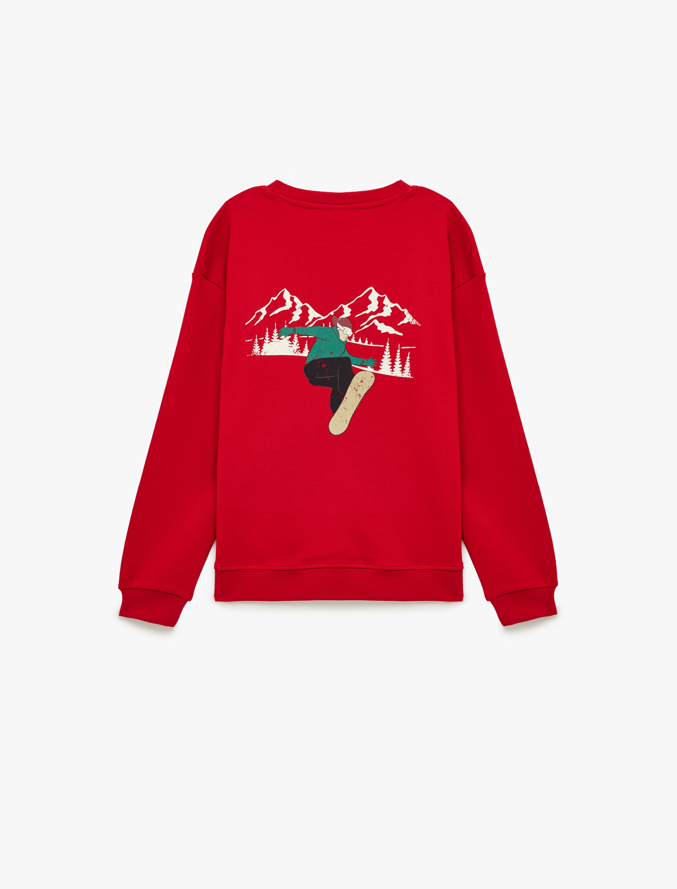  Erkek Çocuk Pamuklu Uzun Kollu Bisiklet Yaka Baskılı Sweatshirt