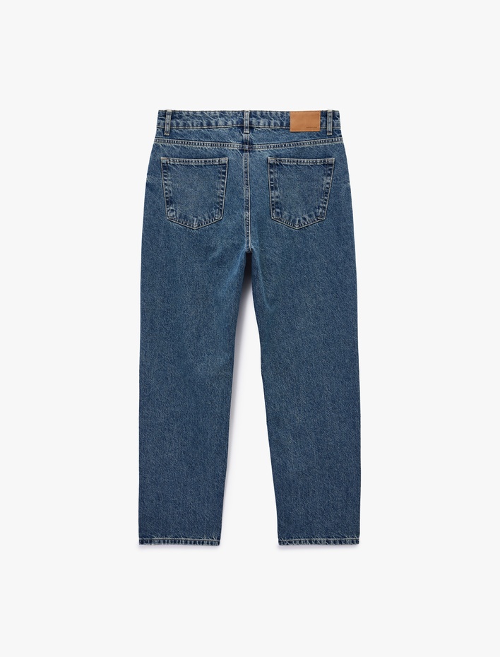  Pamuklu Normal Bel Vintage Straight Jean Pantolon