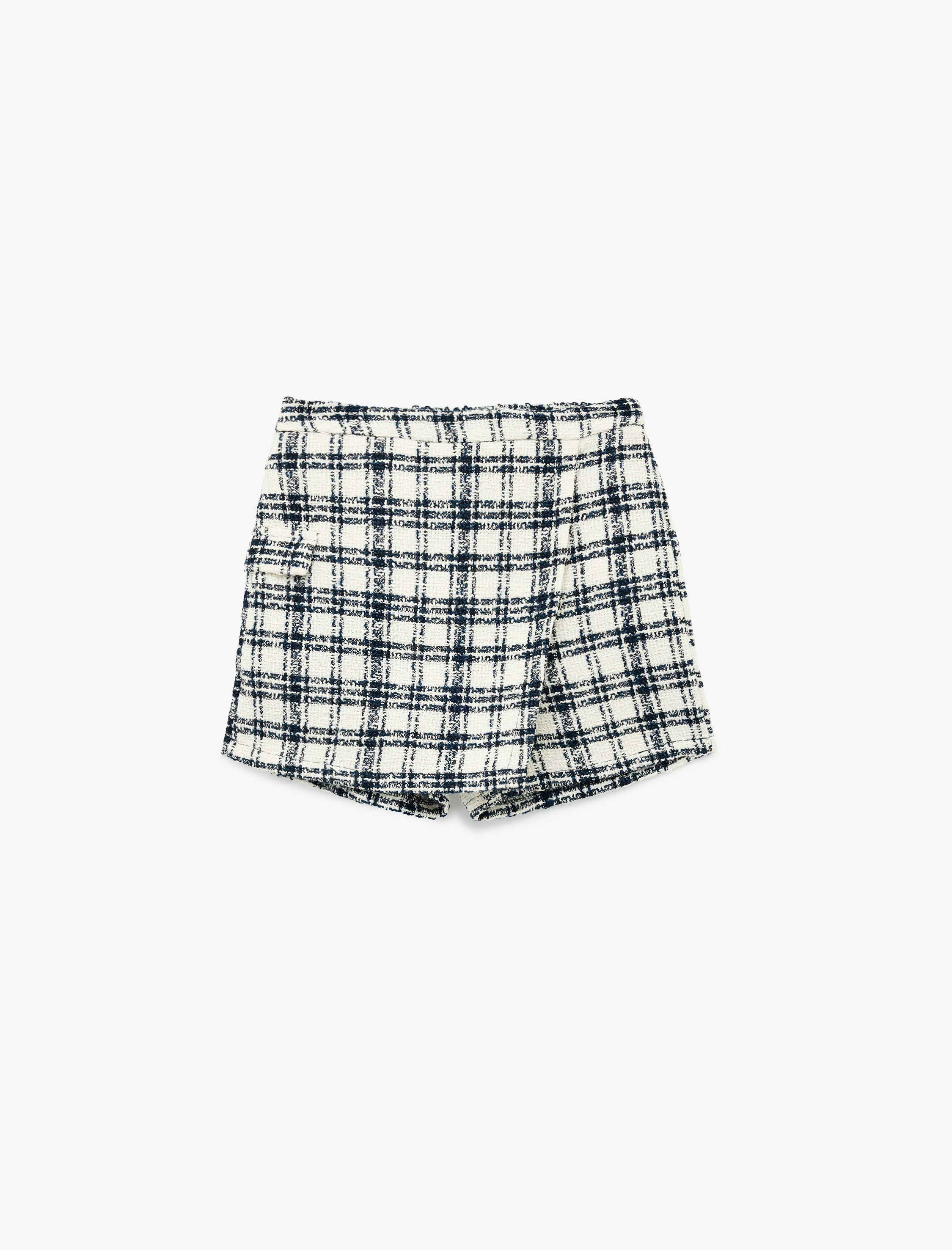  Kız Çocuk Yüksek Bel Ekoseli Şort Etek