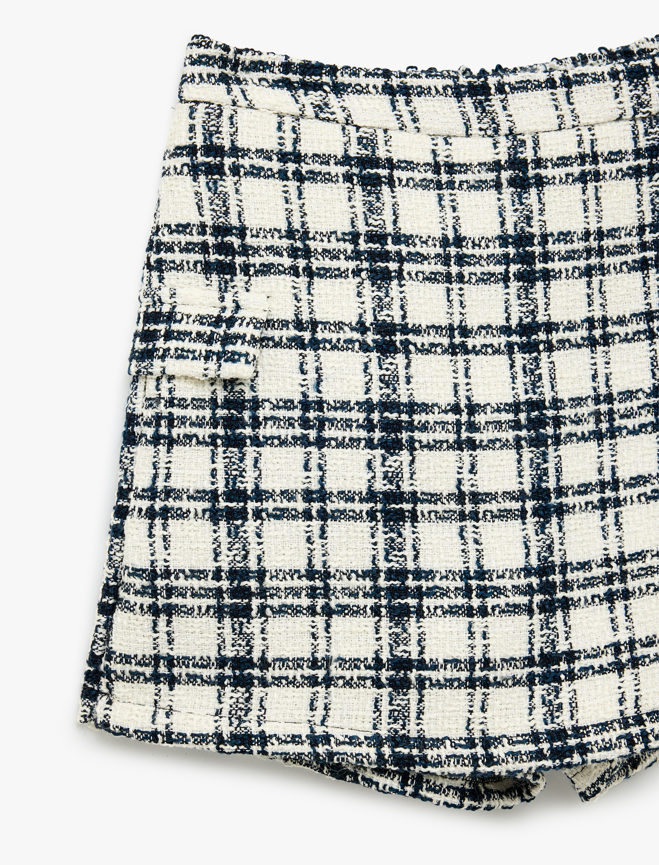  Kız Çocuk Yüksek Bel Ekoseli Şort Etek