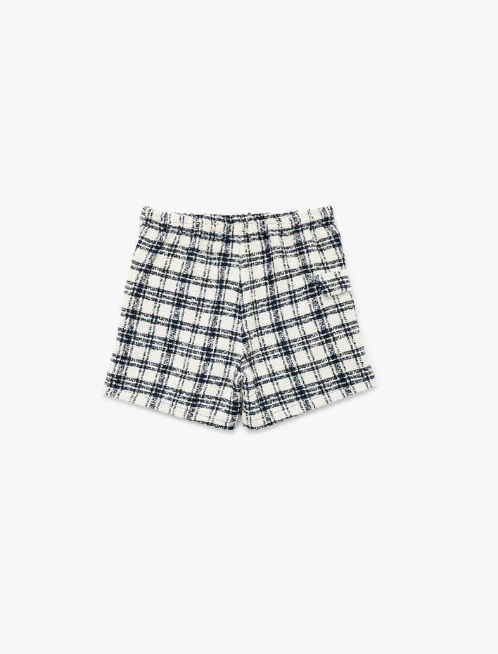 Kız Çocuk Yüksek Bel Ekoseli Şort Etek