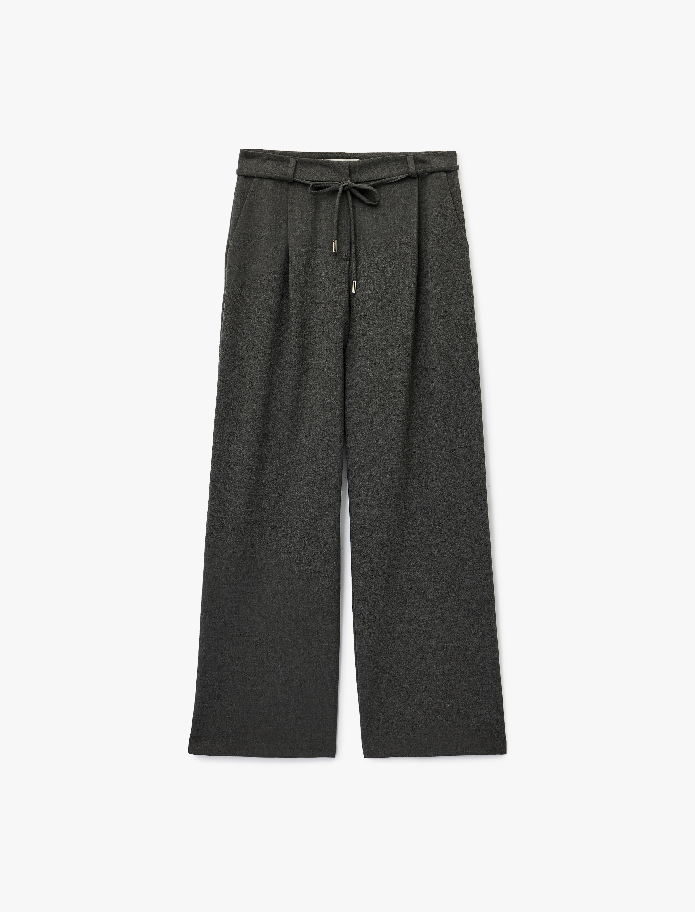   Bağlama Detaylı Cepli Geniş Paça Kumaş Pantolon