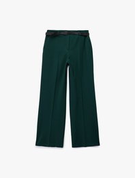 Cepli Düz Geniş Paça Kemerli Pantolon