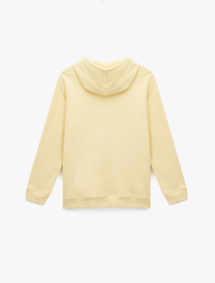  Şardonlu Uzun Kollu Basic Kapşonlu Sweatshirt