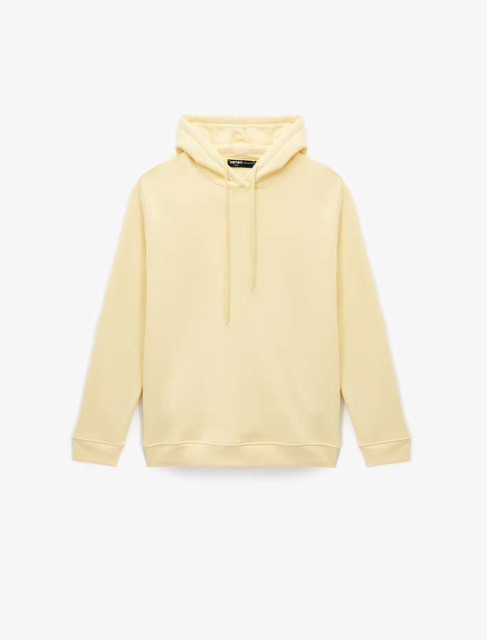  Şardonlu Uzun Kollu Basic Kapşonlu Sweatshirt