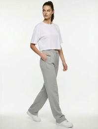 Yüksek Bel Cep Detaylı Beli Bağcıklı Modal Karışımlı Geniş Paça Eşofman Altı