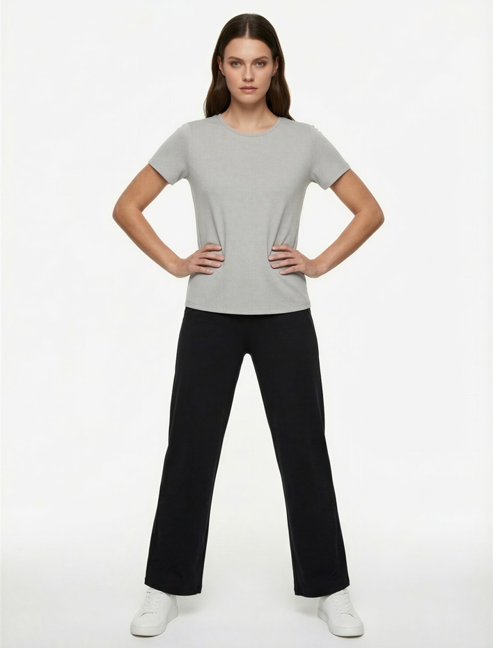  Cepli Rahat Kalıp Yüksek Bel Geniş Paça Spor Eşofman Altı