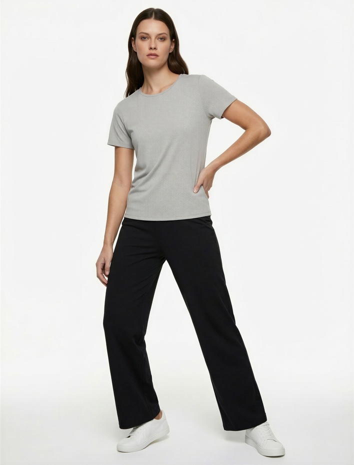  Cepli Rahat Kalıp Yüksek Bel Geniş Paça Spor Eşofman Altı