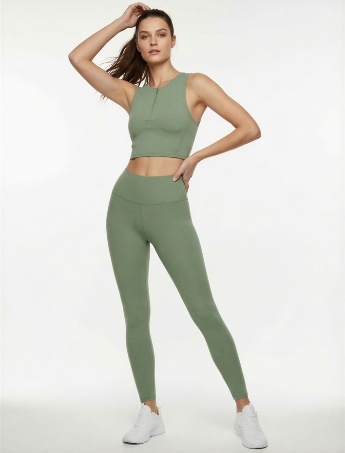  Yarım Fermuarlı Kolsuz Slim Fit Sporcu Sütyeni