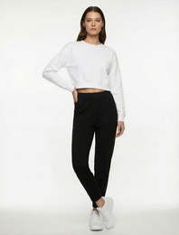 Yüksek Bel Pamuklu Rahat Kalıp Spor Jogger Eşofman Altı