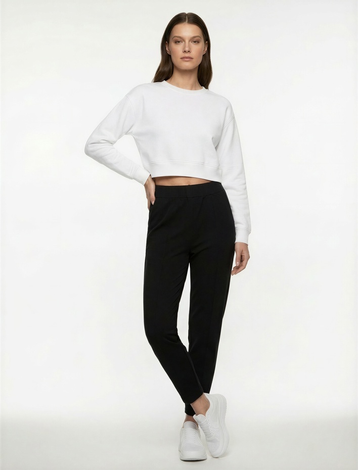  Yüksek Bel Pamuklu Rahat Kalıp Spor Jogger Eşofman Altı