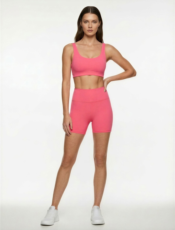  Slim Fit Yüksek Bel Ekstra Mini Spor Biker Tayt