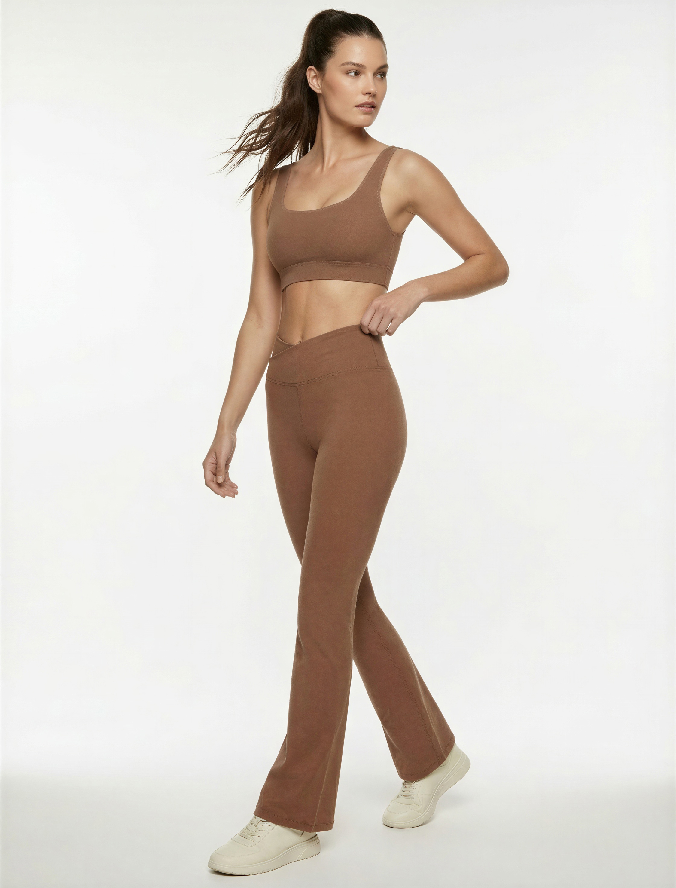   Asimetrik Yüksek Bel Slim Fit İspanyol Paça Spor Tayt