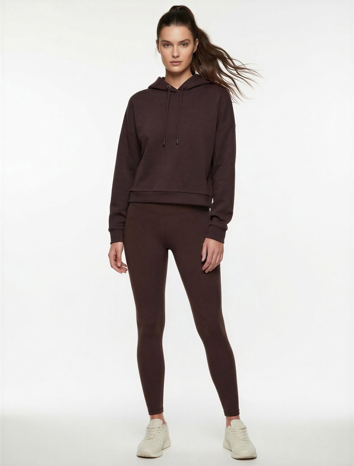  Kapüşonlu Uzun Kollu Oversize Modal Sweatshirt