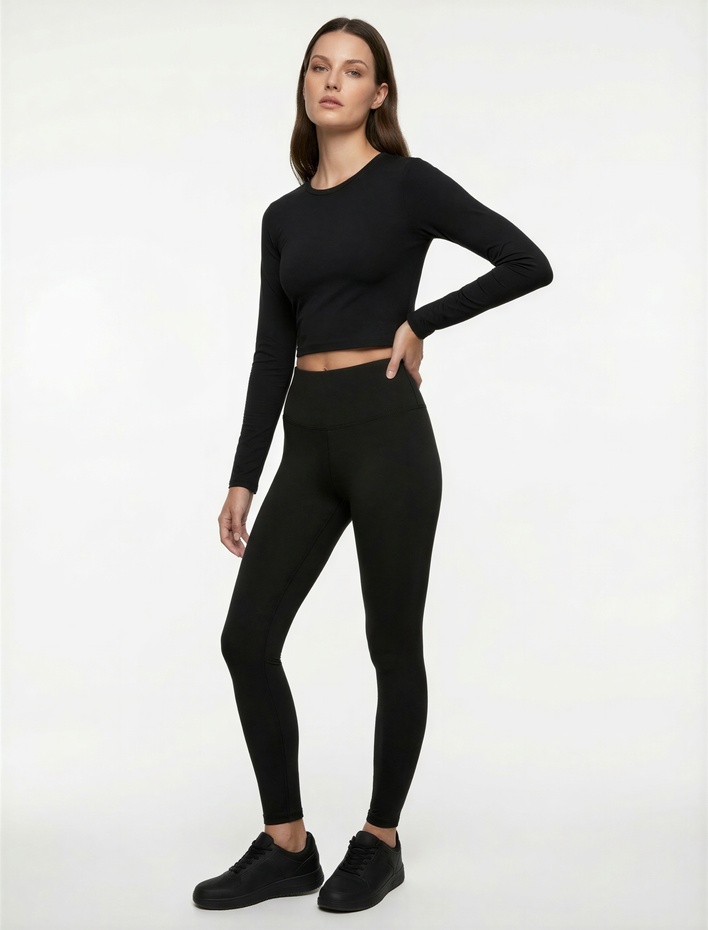  Uzun Kollu Bisiklet Yaka Slim Fit Spor Tişört