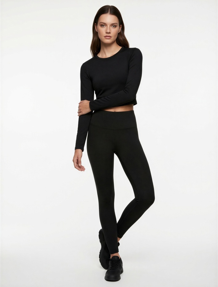  Uzun Kollu Bisiklet Yaka Slim Fit Spor Tişört