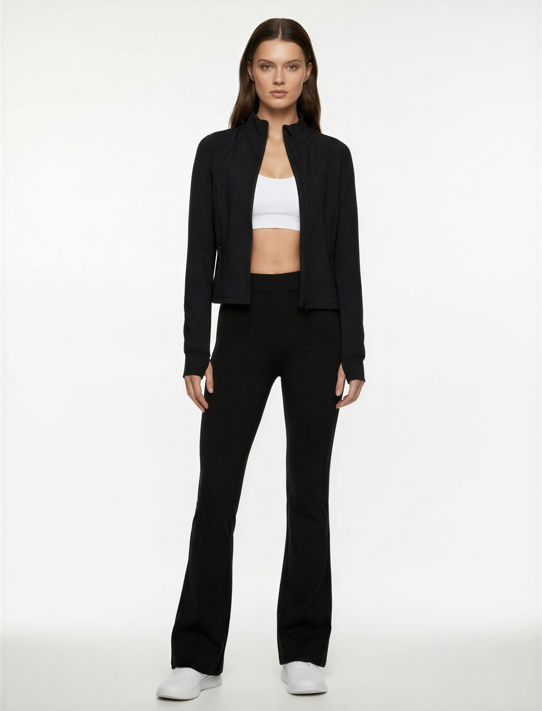   Slim Fit Uzun Kollu Fermuarlı Dik Yaka Spor Sweatshirt