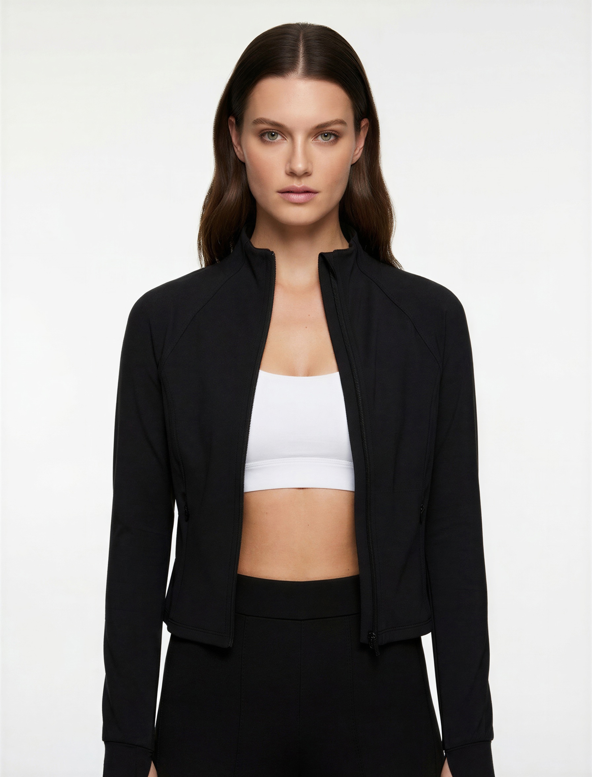   Slim Fit Uzun Kollu Fermuarlı Dik Yaka Spor Sweatshirt